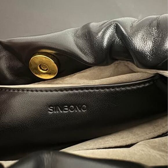 Sinbono Vegan Drawstring Handbag BLACK euc - Picture 5 of 5